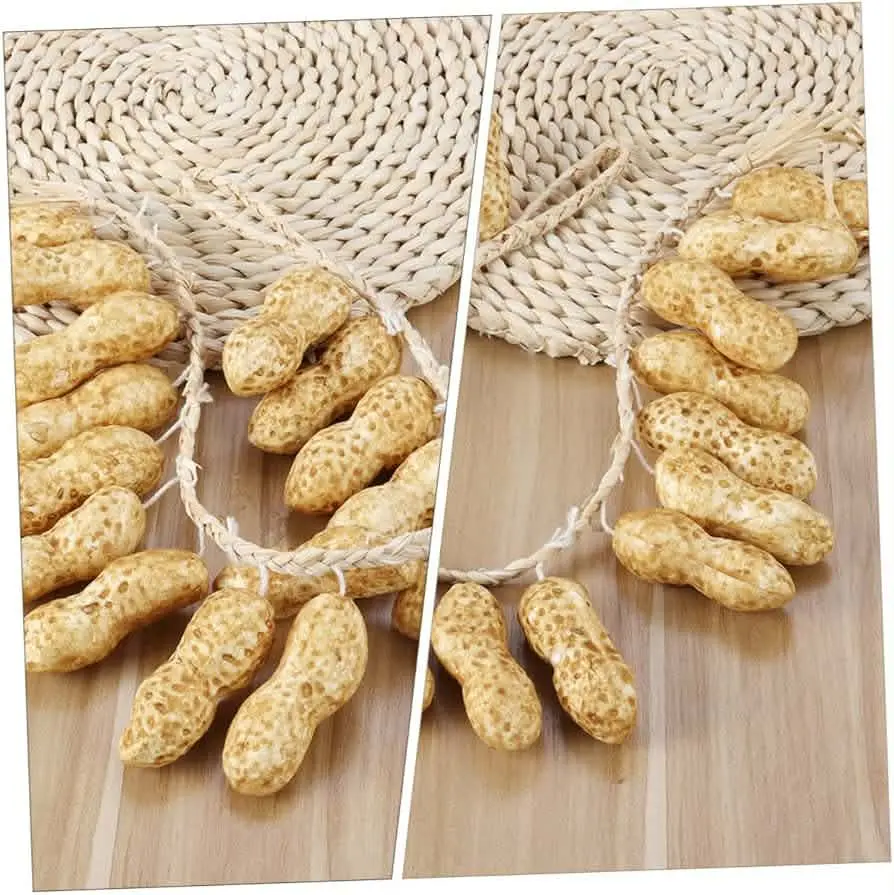 Picture of Artificial Peanut Strings, Fake Peanut Hanging Strings Simulation Fake Vegetables for Home Kitchen Farm Party Wall Decoration Photo Props (Light Yellow) - Gold