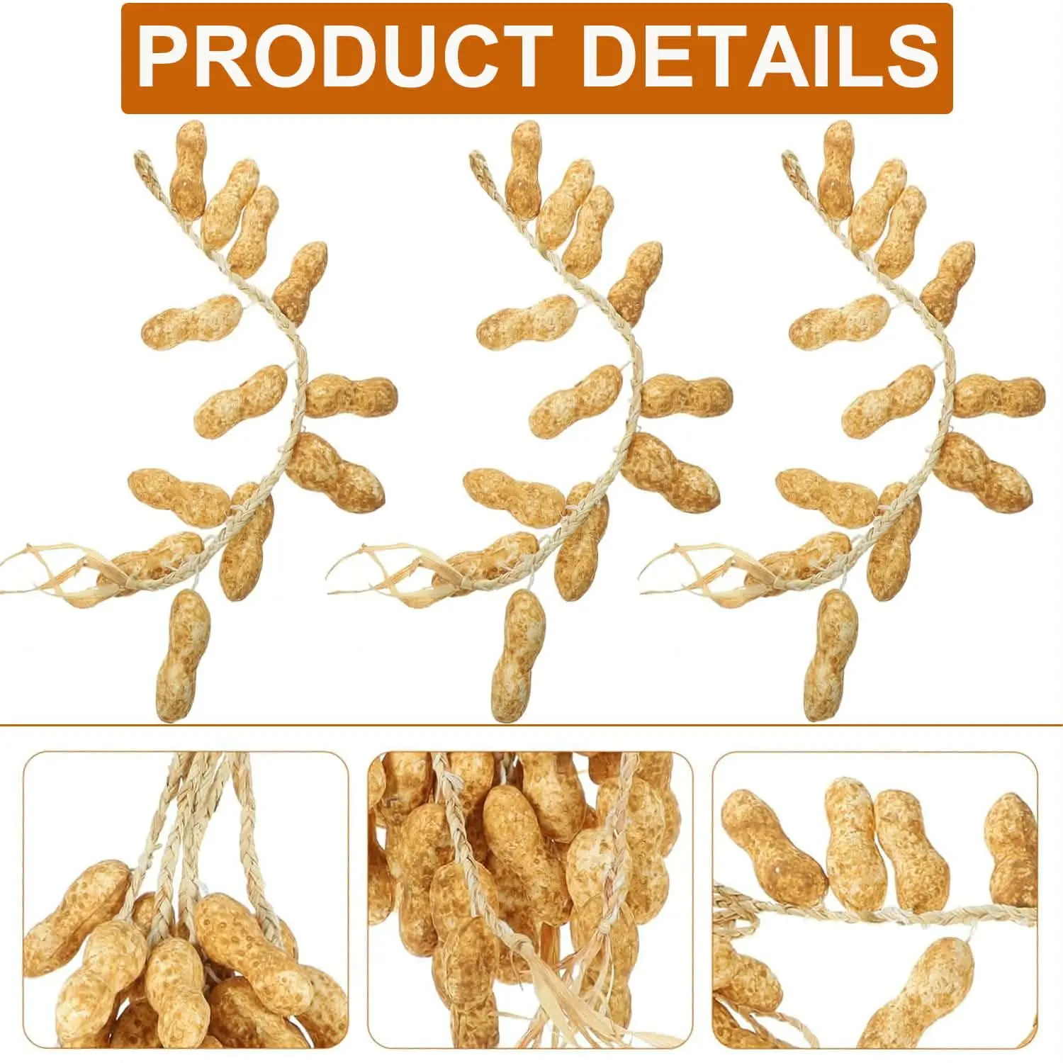 Picture of Artificial Peanut Strings, Fake Peanut Hanging Strings Simulation Fake Vegetables for Home Kitchen Farm Party Wall Decoration Photo Props (Light Yellow) - Gold