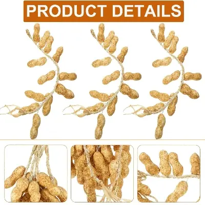 Picture of Artificial Peanut Strings, Fake Peanut Hanging Strings Simulation Fake Vegetables for Home Kitchen Farm Party Wall Decoration Photo Props (Light Yellow) - Gold