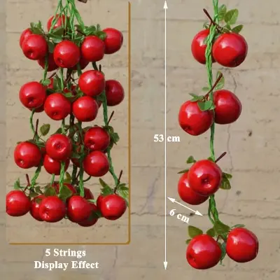 Picture of Realistic Simulation Artificial Apple Fruit String Ornaments Decor for Kitchen or Home Decoration Photography Props - Red