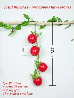 Picture of Realistic Simulation Artificial Apple Fruit String Ornaments Decor for Kitchen or Home Decoration Photography Props - Red