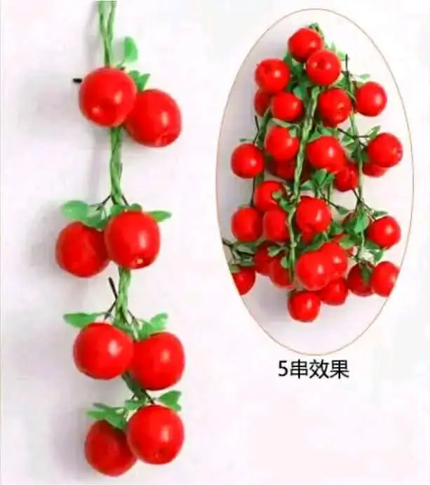 Picture of Realistic Simulation Artificial Apple Fruit String Ornaments Decor for Kitchen or Home Decoration Photography Props - Red