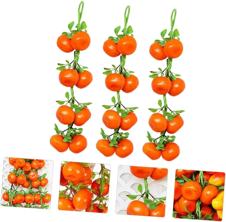 Picture of Realistic Simulation Artificial Fruit String Ornaments Decor for Kitchen or Home Decoration Photography Props - Orange
