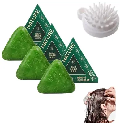 Picture of Nature Shampoo Bar for Soft Silky Shiny Smooth Dandruff free long hair - Green