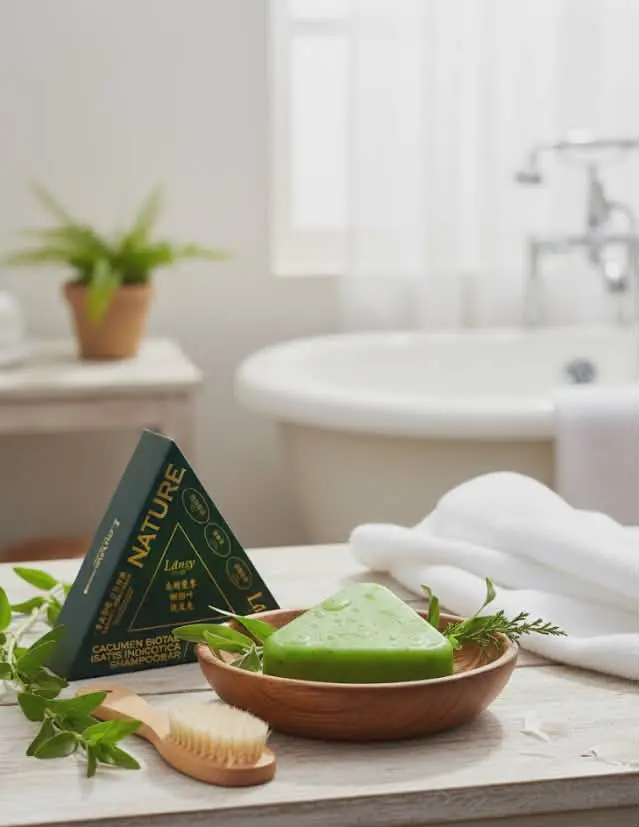 Picture of Nature Shampoo Bar for Soft Silky Shiny Smooth Dandruff free long hair - Green