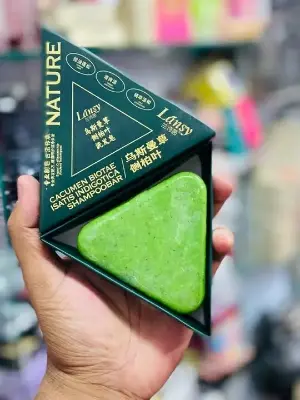 Picture of Nature Shampoo Bar for Soft Silky Shiny Smooth Dandruff free long hair - Green