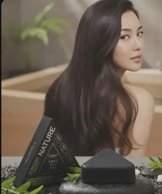 Picture of Nature Shampoo Bar for Soft Silky Shiny Smooth Dandruff free long hair - Black