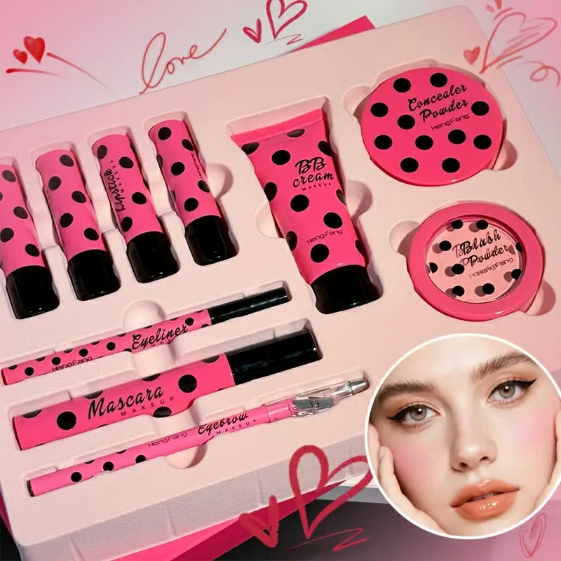 Picture of Hang Fang 10pcs Pink Makeup Combo Set