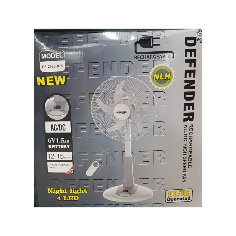Picture of Defender (DF-2986HRS) 16" Rechargeable (AC/DC) double battery Half stand Fan