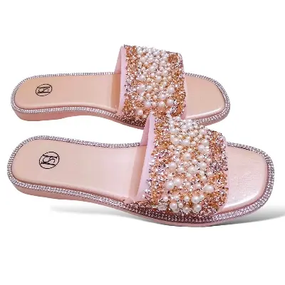 Picture of Womens Flat Viral Stylish Regular Shoes New Fashionable Slippers Ladies Flat Slipper Sandals New Premium Rubber Sandal for Girls lat Flip Flops Square Toe Outdoor Female Sandal/ Slippers for women