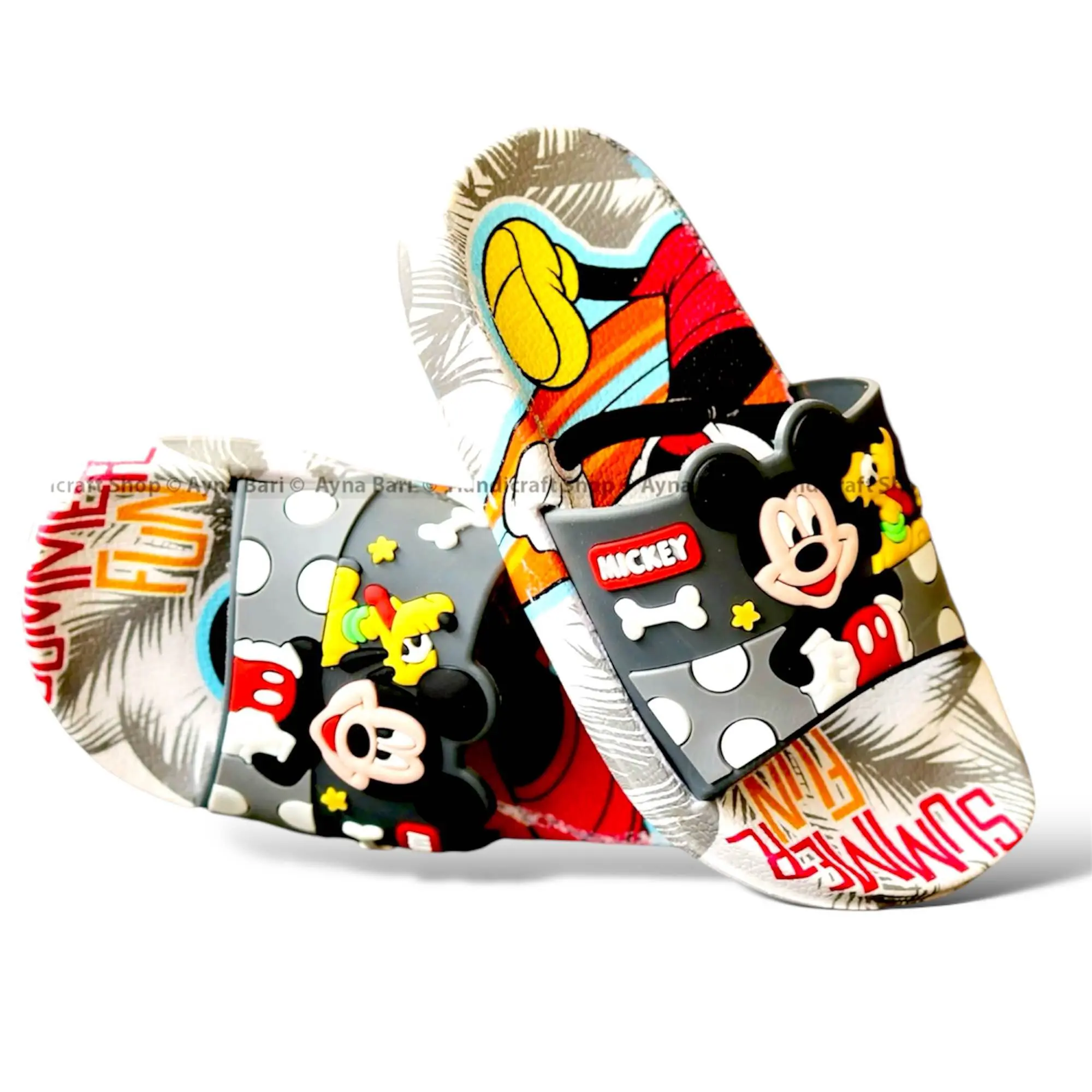 Picture of Disney Mickey Mouse Kids Sandals | Boys & Girls Sliders with Supportive Strap for Toddlers | Slides for Child | Blue & Black, Red Slip-on Pool Shoes Footwear