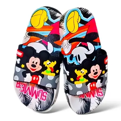 Picture of Disney Mickey Mouse Kids Sandals | Boys & Girls Sliders with Supportive Strap for Toddlers | Slides for Child | Blue & Black, Red Slip-on Pool Shoes Footwear