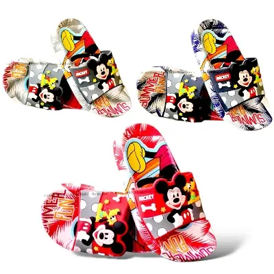 Picture of Disney Mickey Mouse Kids Sandals | Boys & Girls Sliders with Supportive Strap for Toddlers | Slides for Child | Blue & Black, Red Slip-on Pool Shoes Footwear
