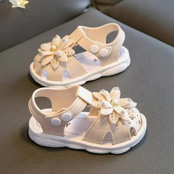 Picture of toddler girls sandals,toddler kids sandals stylish comfortable toddler baby girls bow open toe sandals soft sole princess shoes sandals pink 6-9 months white