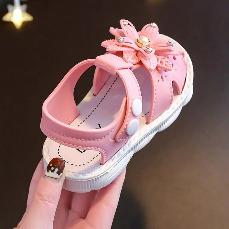 Picture of toddler girls sandals,toddler kids sandals stylish comfortable toddler baby girls bow open toe sandals soft sole princess shoes sandals pink 6-9 months white