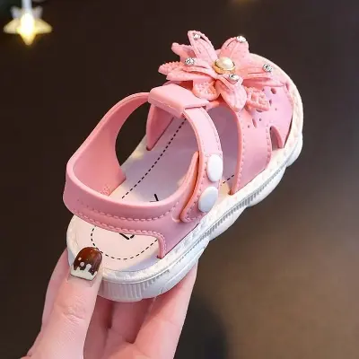 Picture of toddler girls sandals,toddler kids sandals stylish comfortable toddler baby girls bow open toe sandals soft sole princess shoes sandals pink 6-9 months white