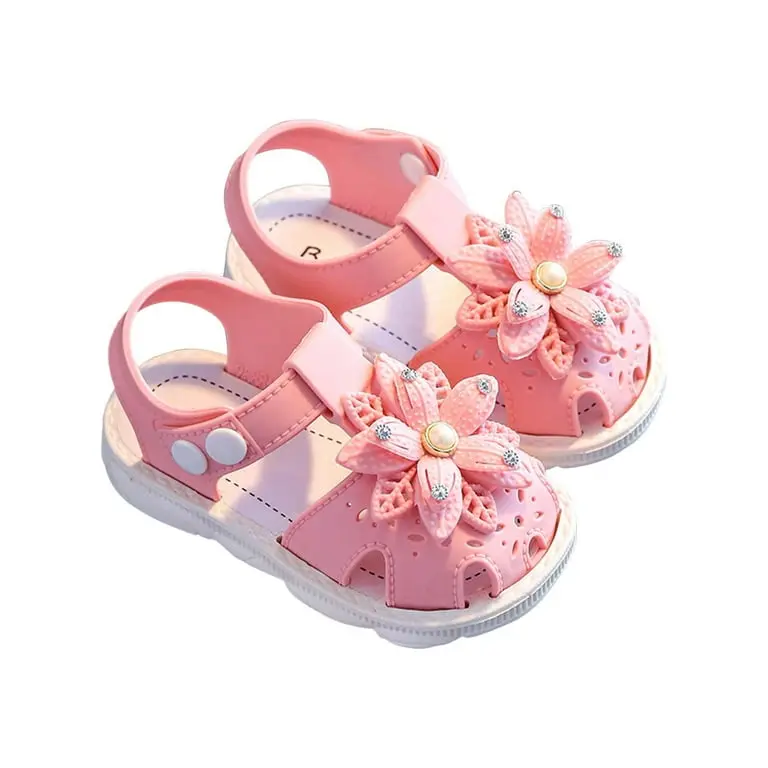 Picture of toddler girls sandals,toddler kids sandals stylish comfortable toddler baby girls bow open toe sandals soft sole princess shoes sandals pink 6-9 months white