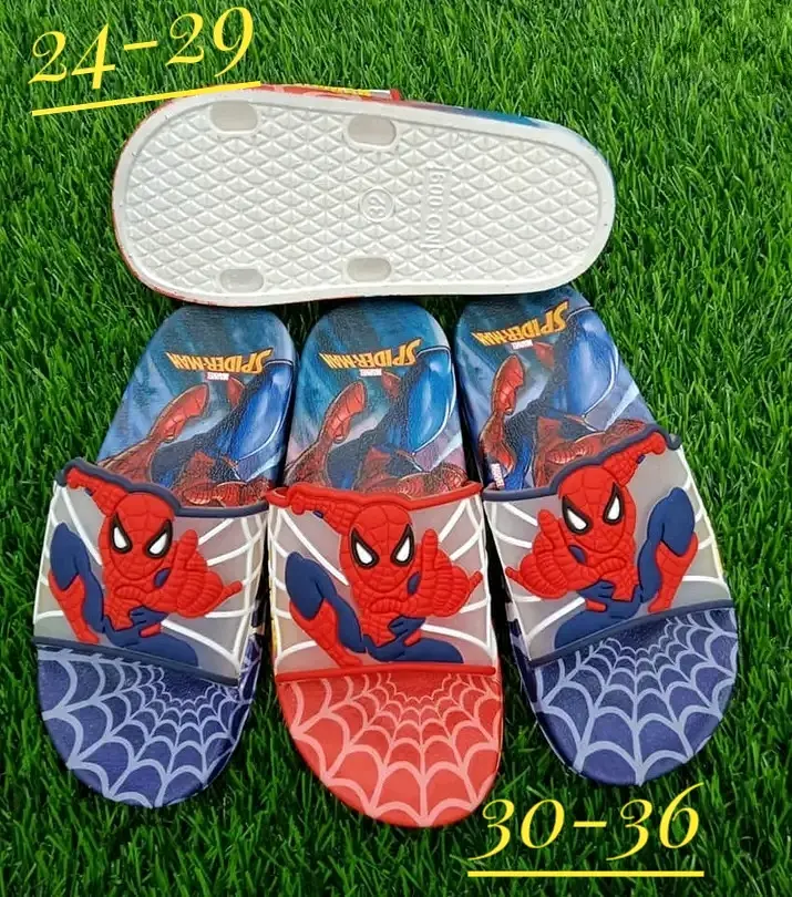 Picture of New Model Cartoon Spider-Man Design PVC Upper Sliders For Kids | Slides For children | Slippers for boys sandals for kids room | Slides Slipper for boys cute Boys