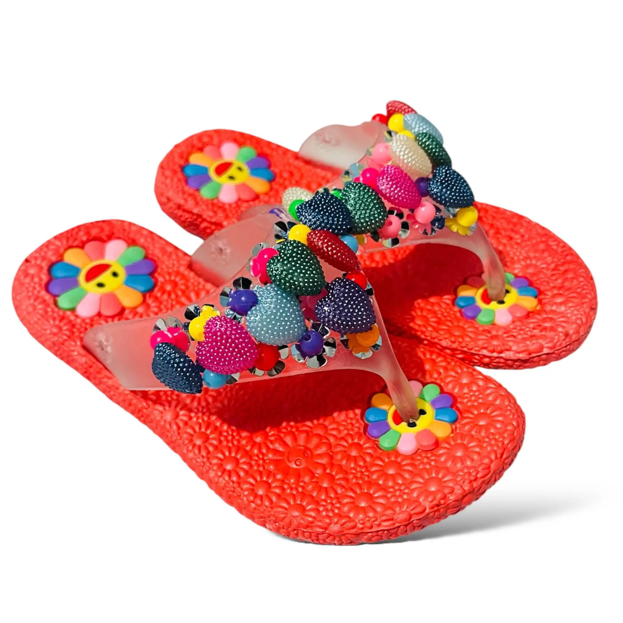 Picture of Sweet Princess Sandals 2024 New Summer Kids Fashion Covered Toes Soft Girl Pink- Red- Yellow Children Snap Button Flat Casual Slippers Slides For Cute Girl