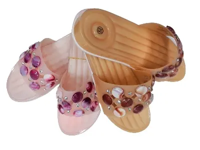 Picture of stylish flat comforting Rubber sandal for women | China flat shoes new premier sandal for Woman | flat regular
fashionable slipper sandal ladies\women- pink & orange