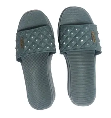Picture of New Beautiful Sandal For woman  Waterproof Rubber Slipper Flat Buckle Sliders Wedge Heels Sandals For Women Fashion Flip-Flops Shoes Women Slippers Pink, Grey & brawon Eu 36-40