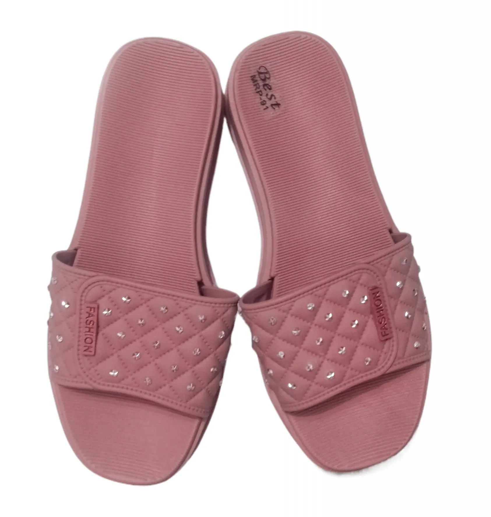 Picture of New Beautiful Sandal For woman  Waterproof Rubber Slipper Flat Buckle Sliders Wedge Heels Sandals For Women Fashion Flip-Flops Shoes Women Slippers Pink, Grey & brawon Eu 36-40