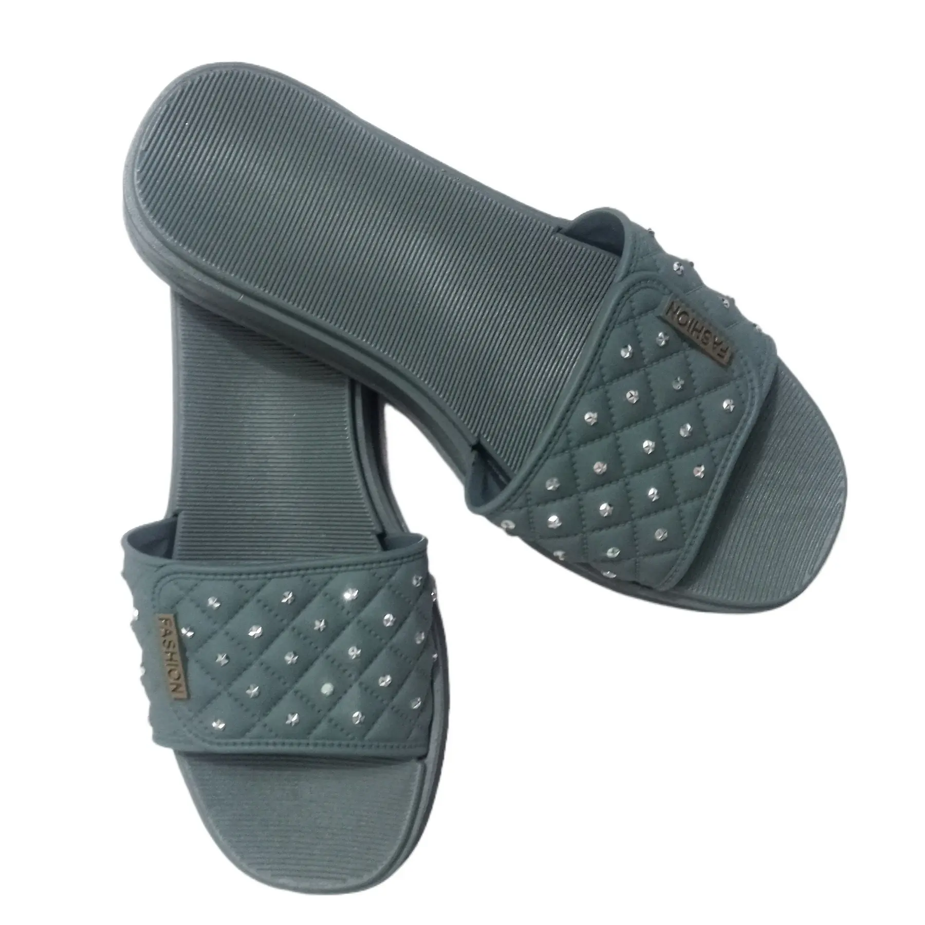 Picture of New Beautiful Sandal For woman  Waterproof Rubber Slipper Flat Buckle Sliders Wedge Heels Sandals For Women Fashion Flip-Flops Shoes Women Slippers Pink, Grey & brawon Eu 36-40