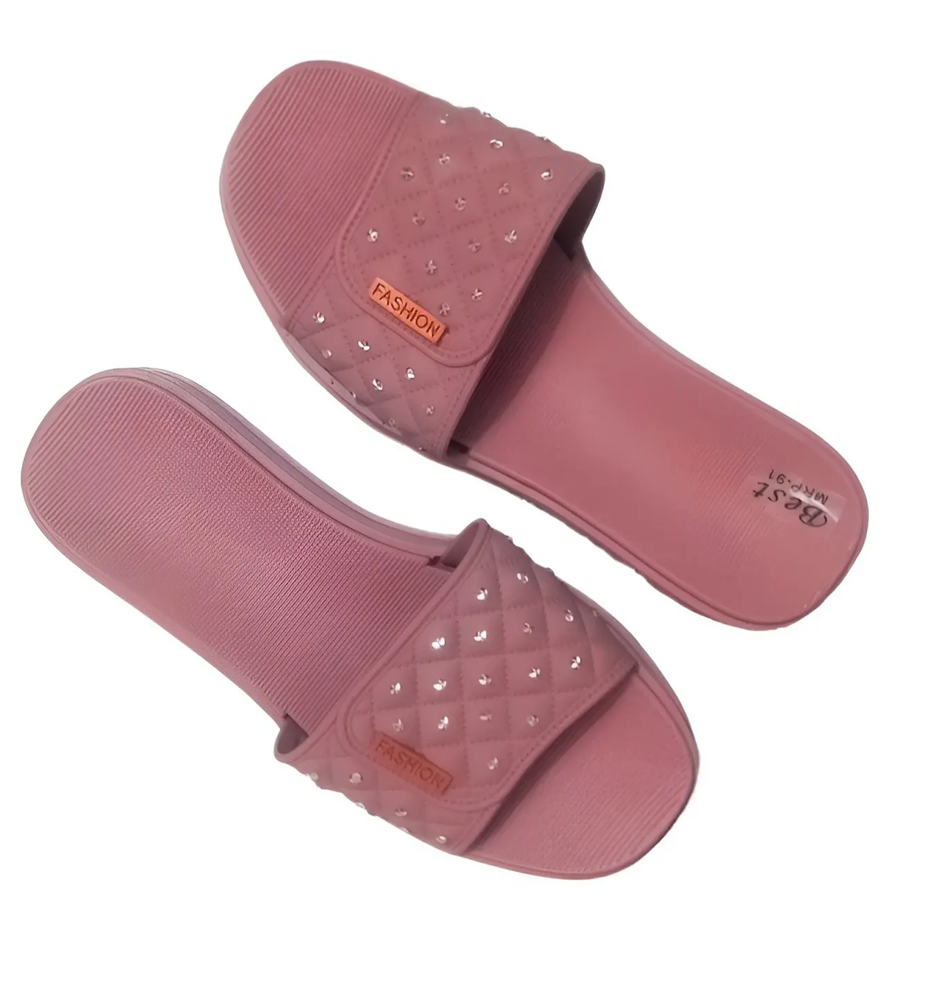 Picture of New Beautiful Sandal For woman  Waterproof Rubber Slipper Flat Buckle Sliders Wedge Heels Sandals For Women Fashion Flip-Flops Shoes Women Slippers Pink, Grey & brawon Eu 36-40