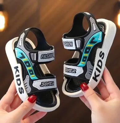 Picture of Kids Sports Casual Student Pvc Chinese Sandals Soft Non-slip Fashion Wild New Summer Children Beach Sandals For Boys And Girls Soft Toddler kids sandal Red Blue Black EUR 21-30