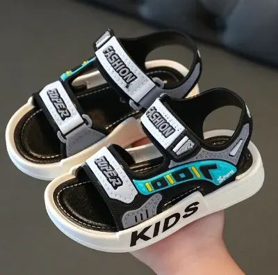 Picture of Kids Sports Casual Student Pvc Chinese Sandals Soft Non-slip Fashion Wild New Summer Children Beach Sandals For Boys And Girls Soft Toddler kids sandal Red Blue Black EUR 21-30