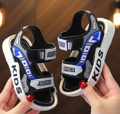 Picture of Kids Sports Casual Student Pvc Chinese Sandals Soft Non-slip Fashion Wild New Summer Children Beach Sandals For Boys And Girls Soft Toddler kids sandal Red Blue Black EUR 21-30