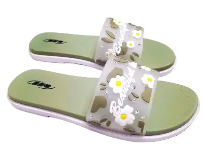 Picture of Original China Rubber Soft Flat Sandal For Woman Blue Green black