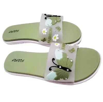 Picture of Womens Viral Flat Regular China Shoes  New Fashionable Ladies Flat Slipper Sandals New Premium Sandal for Girls | Trending Slippers For woman Low Price Color - Green, Blue, Pink