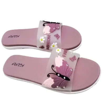 Picture of Womens Viral Flat Regular China Shoes  New Fashionable Ladies Flat Slipper Sandals New Premium Sandal for Girls | Trending Slippers For woman Low Price Color - Green, Blue, Pink