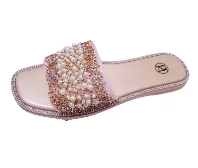 Picture of Slippers For Girls | Sandals for girls with stones | Fashionable | Stylish | Comfortable | Super soft | Super | lightweight | Anti-slip sole | Casual wear slippers for women | Girls Slide Sandal Slippers