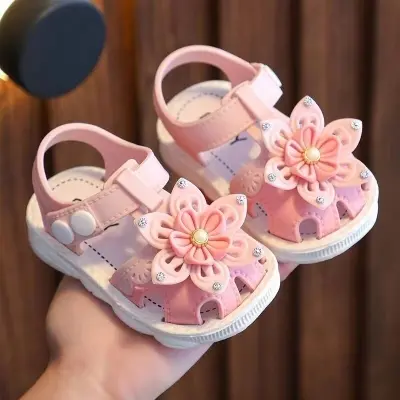 Picture of toddler girls sandals,toddler kids sandals stylish comfortable toddler baby girls bow open toe sandals soft sole princess shoes sandals pink 6-9 months beige