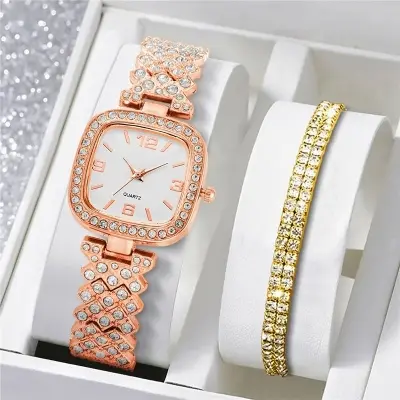 Picture of New Trending Golden Stone Watch for Woman Elegant Luxury Full diamond Watch For ladies \ Girl