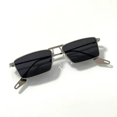 Picture of Eymen I Rectangular Sunglasses Classic Retro Metal Frame Small Size UV400 UV Protection For Men And Women