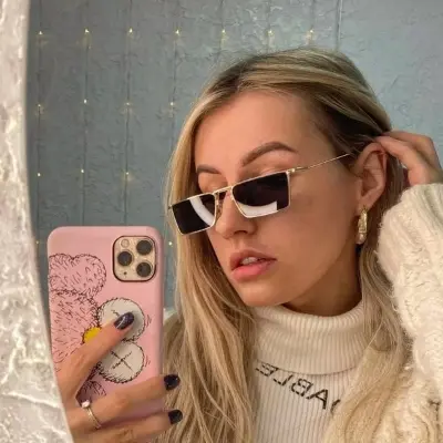 Picture of Eymen I Rectangular Sunglasses Classic Retro Metal Frame Small Size UV400 UV Protection For Men And Women