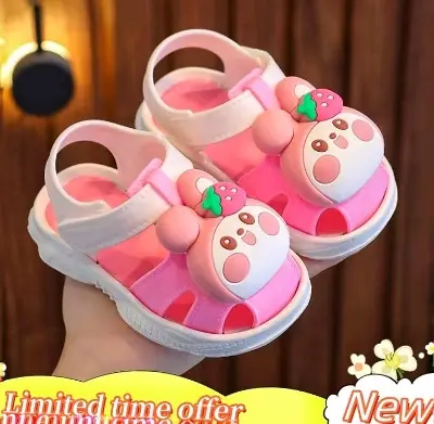 Picture of Children's Flip Flops Girls' Summer New Cartoon Girls' Non-Slip Soft Bottom Indoor Bathroom Baby Beach Slippers Pink & Green