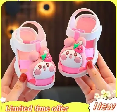 Picture of Children's Flip Flops Girls' Summer New Cartoon Girls' Non-Slip Soft Bottom Indoor Bathroom Baby Beach Slippers Pink & Green