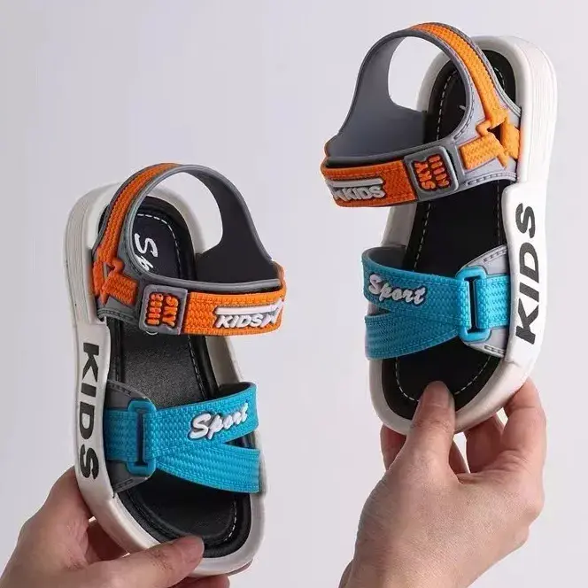 Picture of 21-25  Boys Orginal Sandal Fashion Design for Kids Boys/ Kasut Sandals A19  Blue & Orange