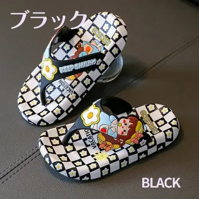 Picture of Orginal Children's Flip Flops Girls'  New Stylish Cartoon Girls' Non-Slip Soft Bottom Indoor Bathroom Baby Beach Slippers Pink- Purple & Black 
Eu 24 - 29