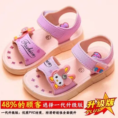 Picture of New Baby Girl Children Kids Comfortable Simple Cute Fabric Soft Bottom Non-Slip Design Outdoor Beach Sandals