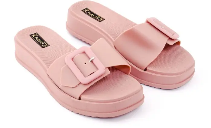 Picture of New Beautiful Sandal For woman Waterproof Rubber Slipper Flat Buckle Sliders Wedge Heels Sandals For Women Fashion Flip-Flops Shoes Women Slippers