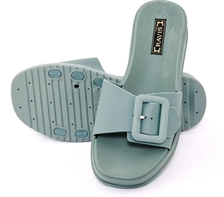 Picture of New Beautiful Sandal For woman Waterproof Rubber Slipper Flat Buckle Sliders Wedge Heels Sandals For Women Fashion Flip-Flops Shoes Women Slippers