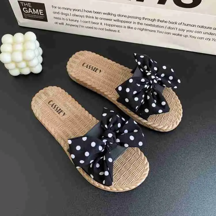 Picture of Eva Woman Slippers Solid Open Toe Flats Black, White, Green Woman slides