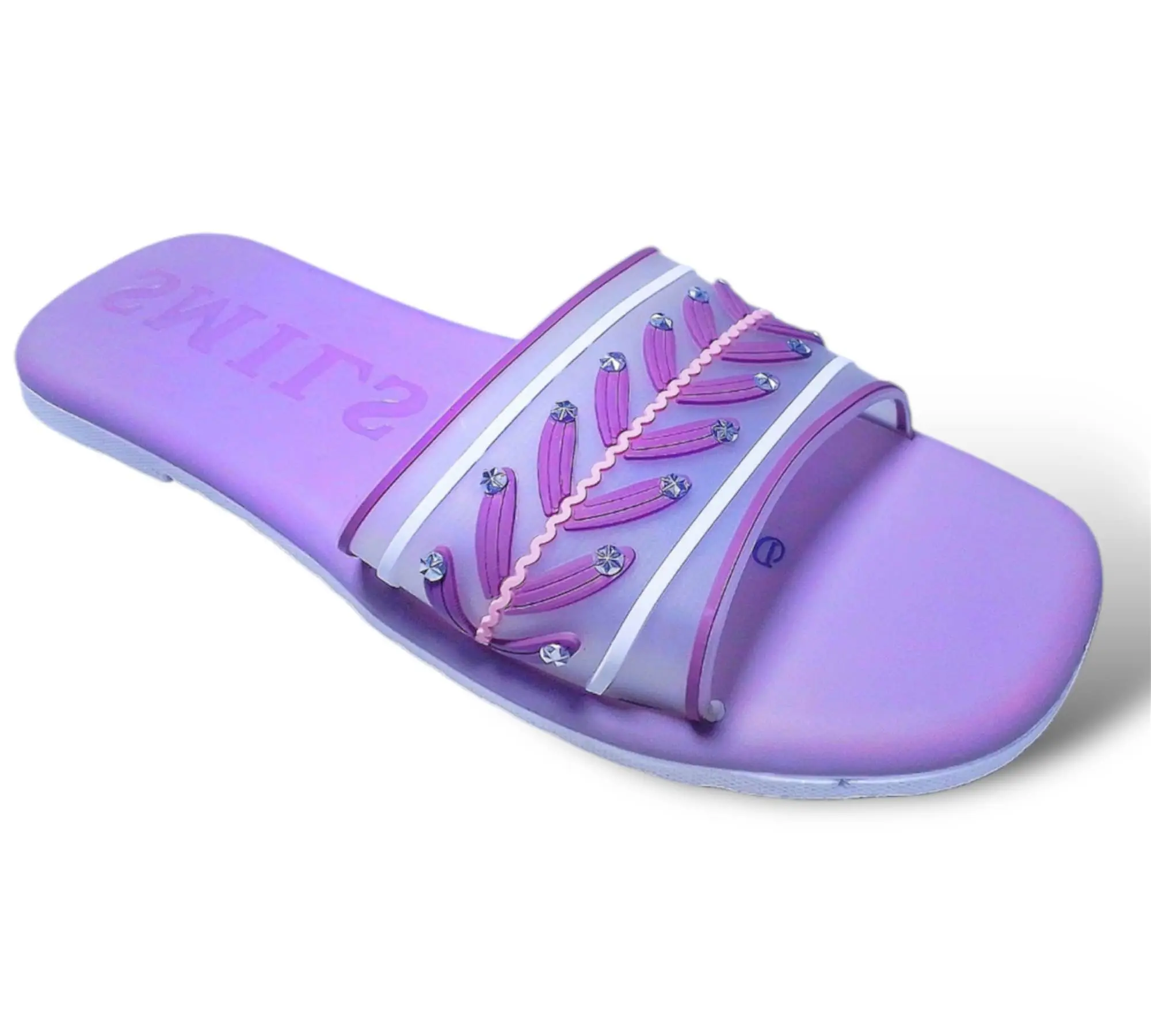 Picture of Womens Viral Flat Regular 334 Shoes New Fashionable Woman Flat Slipper Sandals New Premium Sandal for Girls | Trending Slippers For woman Pink, Blue & Green color