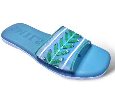 Picture of Womens Viral Flat Regular 334 Shoes New Fashionable Woman Flat Slipper Sandals New Premium Sandal for Girls | Trending Slippers For woman Pink, Blue & Green color