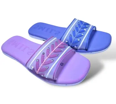 Picture of Womens Viral Flat Regular 334 Shoes New Fashionable Woman Flat Slipper Sandals New Premium Sandal for Girls | Trending Slippers For woman Pink, Blue & Green color